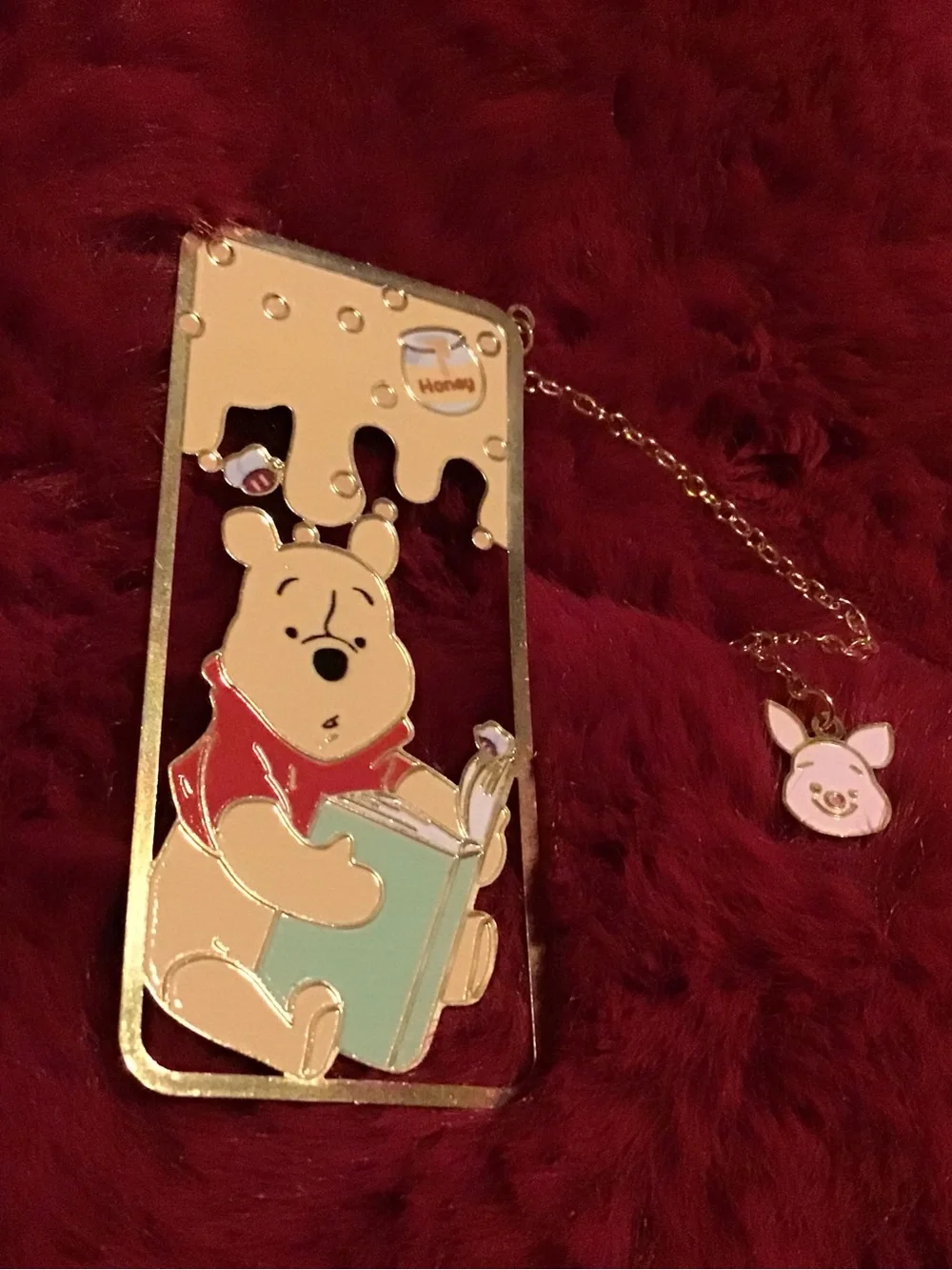 Winnie the Pooh Gold-tone Enamel Bookmark with Piglet Charm - Kids Accessories